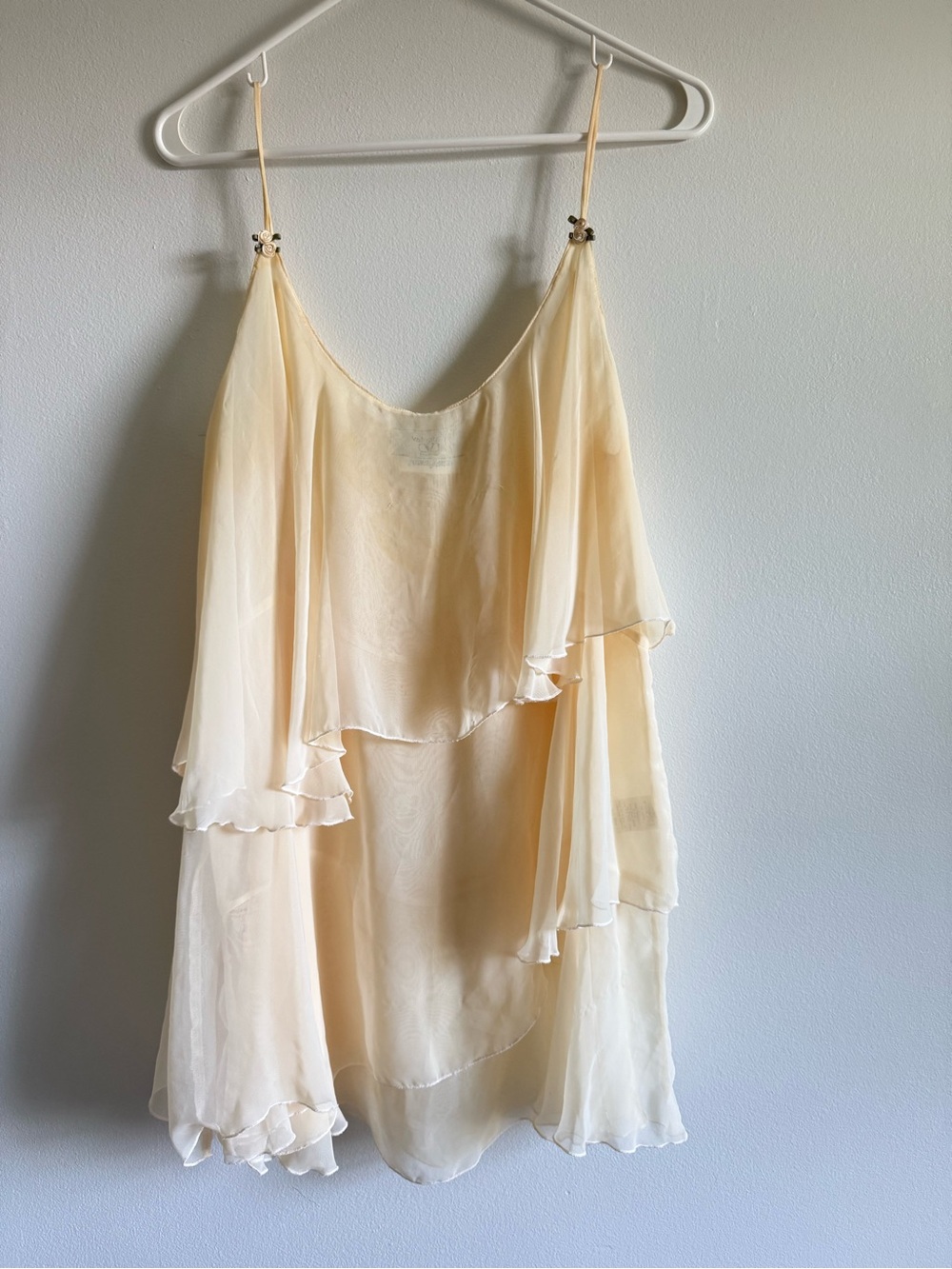 Vintage Valentino Cream Layered 100% silk slip with matching robe